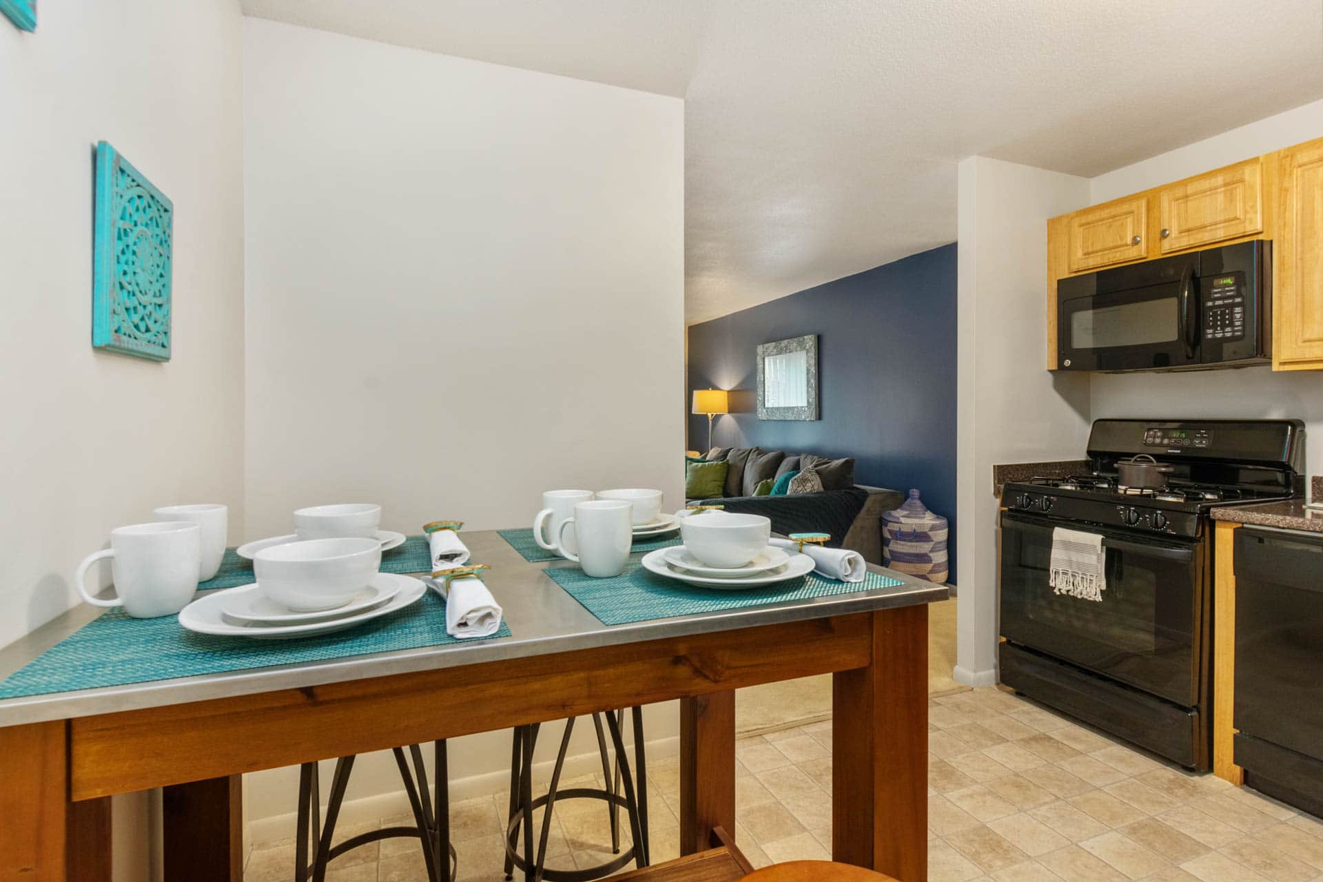 Kitchen inside the Saunders Crossing Apartments in Lawrence, MA