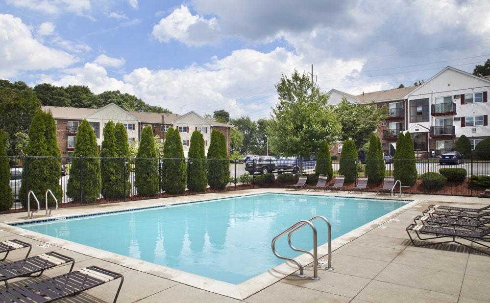 Outdoor pool at Saunders Crossing Apartments in Lawrence, MA
